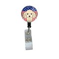 Carolines Treasures American Flag and Buff Poodle Retractable Badge Reel BB2188BR